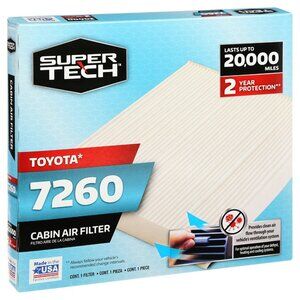 SuperTech Cabin Air Filter, 7260, Replacement Cabin Filter - Toyota